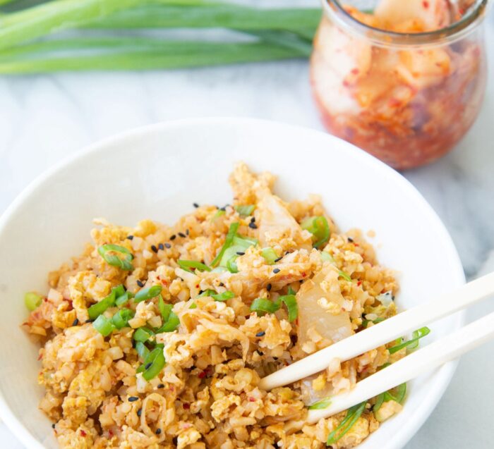 Easy Kimchi Fried Cauliflower Rice Shaped by Charlotte