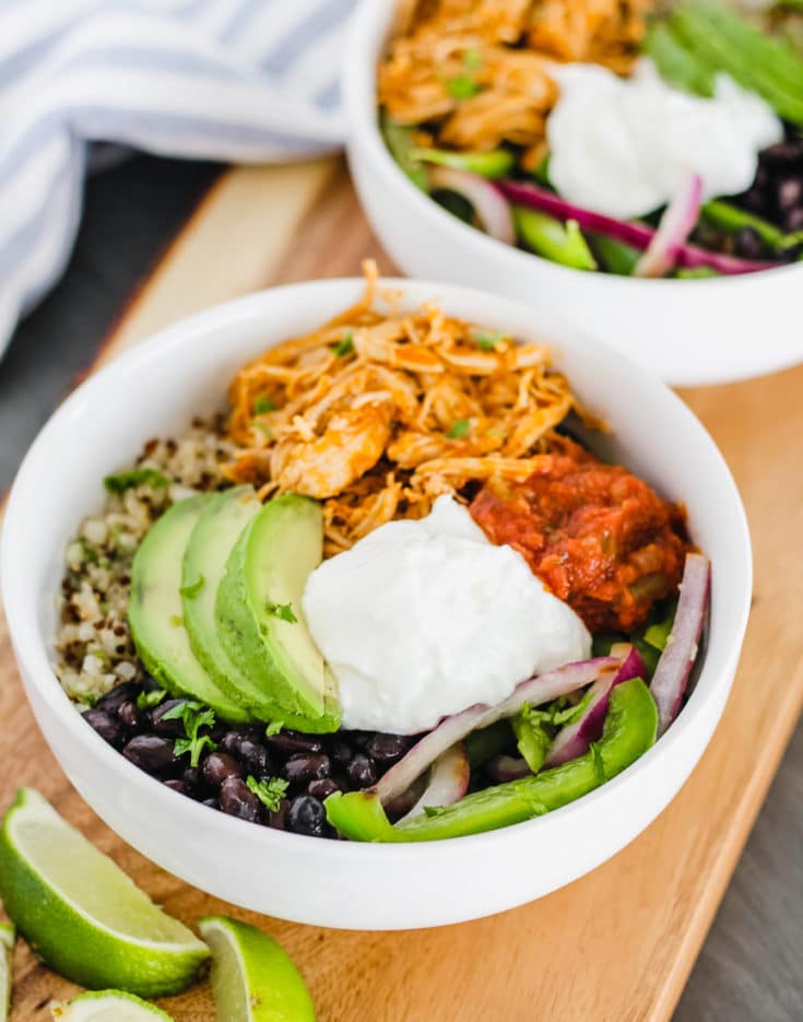 Instant Pot Chipotle Chicken Burrito Bowls - Shaped by Charlotte