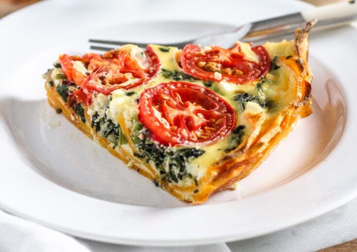 Sweet Potato Crust Quiche with Spinach & Feta