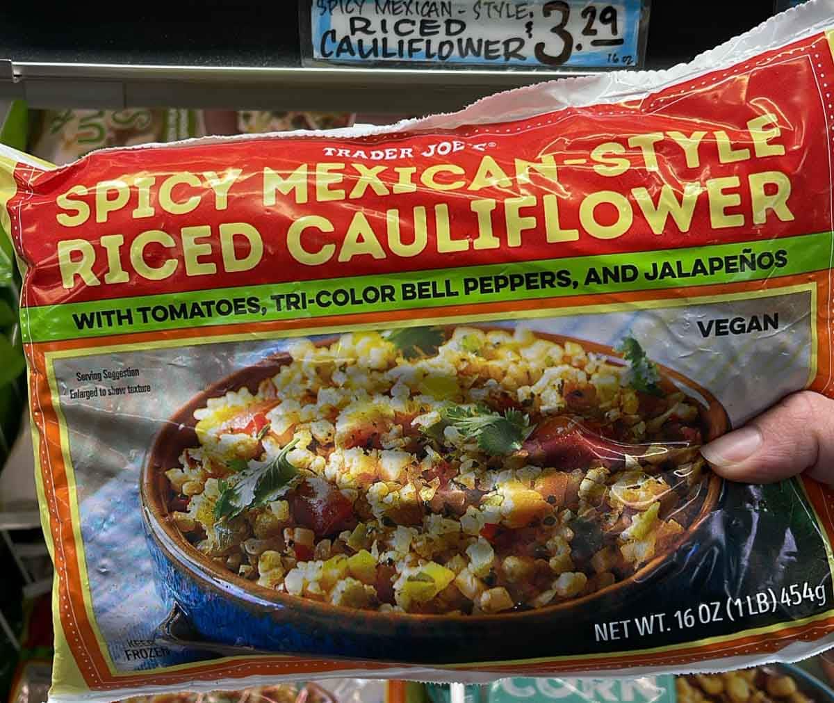 trader joe's spicy Mexican-style riced cauliflower