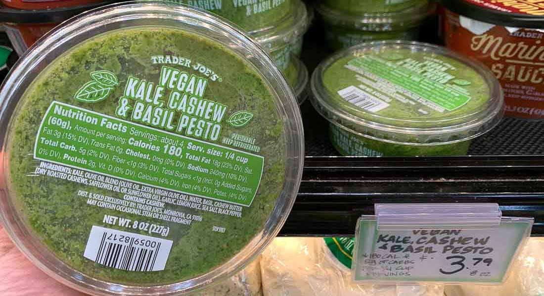 trader joe's vegan Kale, Cashew & Basil Pesto