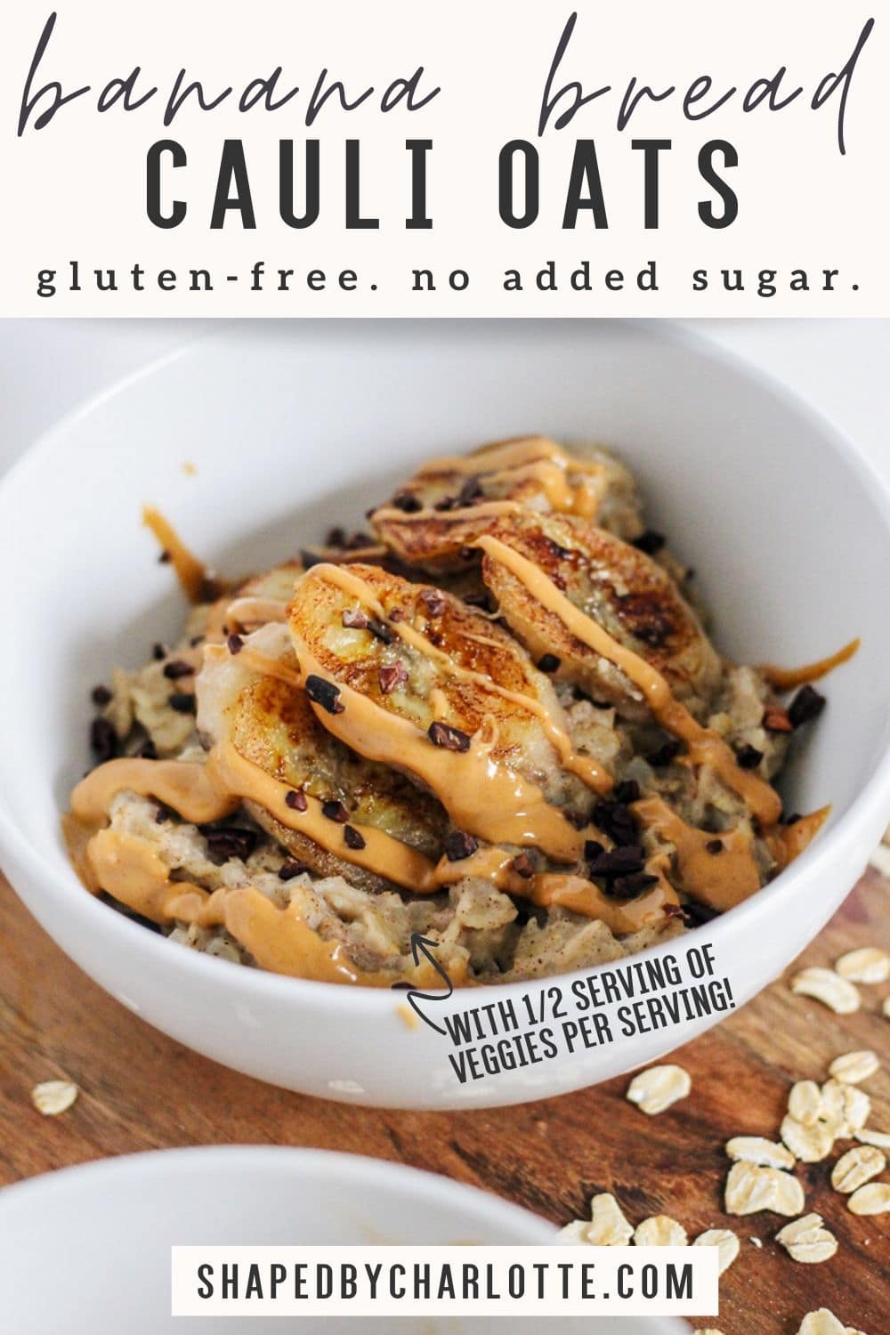 View of Banana Bread Cauliflower Oatmeal (Gluten-Free, No Added Sugar)